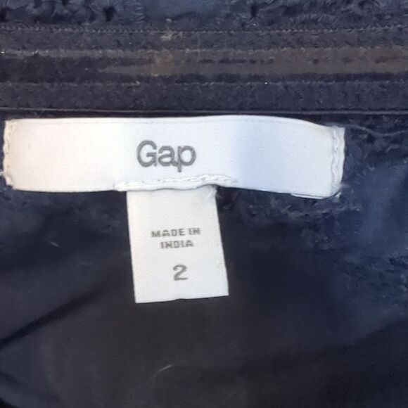 GAP Dress Navy Eyelet Strapless Size 2 - Picture 6 of 7